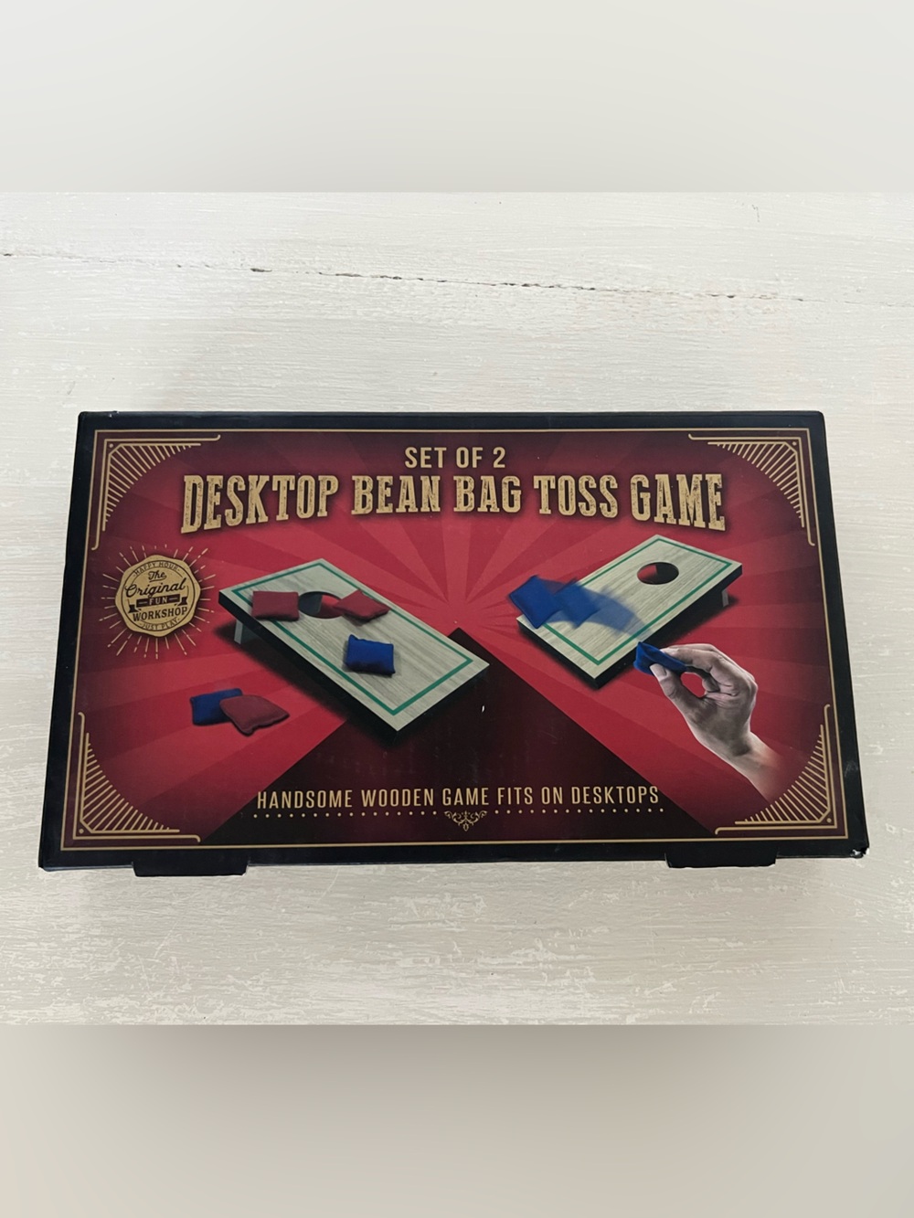 Desktop Bean Bag Toss Game Set of 2 Wooden Mini Cornhole 10 Bags